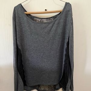 American Eagle Gray & Black Lace Top